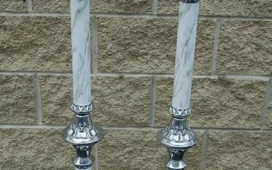 Details about +Pair of Traditional Funeral Candlesticks