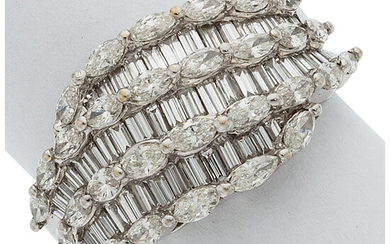 Diamond, White Gold Ring Stones: Marquise and baguette-cut diamonds...