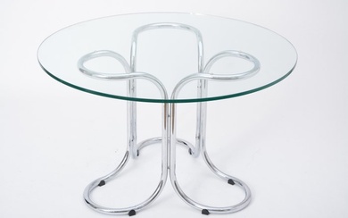 Dining table - Glass, chromed steel base