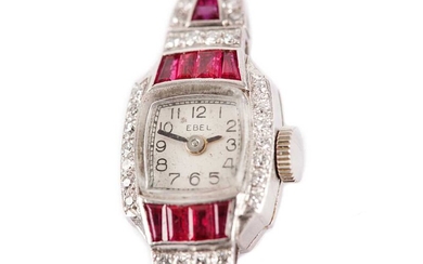 EBEL. PLATINUM, SYNTHETIC RUBY AND DIAMOND.