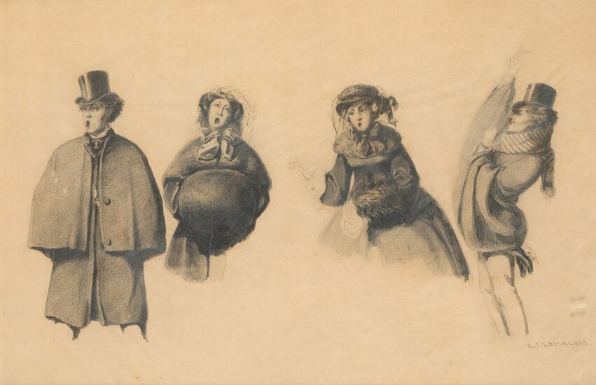 EDUARDO ZAMACOIS (1841 / 1871), Bocetos para el coro de navidad