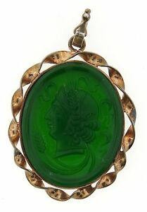 ELEGANT Victorian Silver & Carved Glass Cameo Pendant