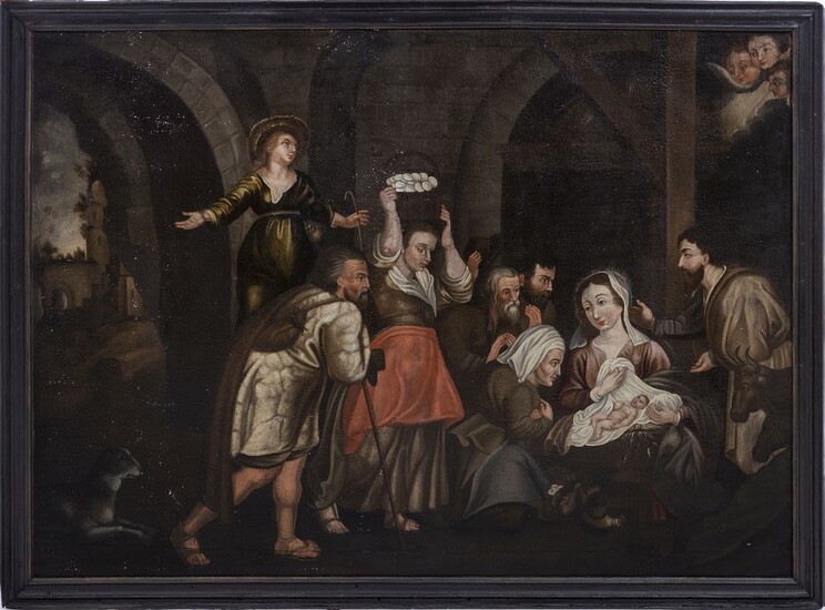 ESCOLA PORTUGUESA, Séc.XVII/XVIII -'Adoração ao Menino Jesus'