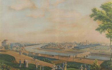 École FRANÇAISE vers 1820 Paris, la rive...