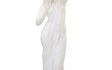 (-), Een albasten sculptuur van een elegante vrouw...