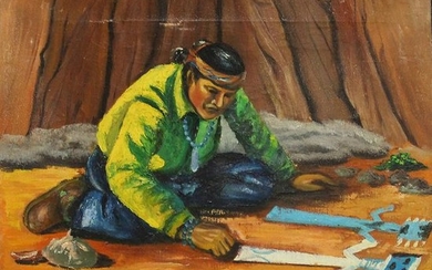 Egroeg, Western American Oil/c Titled: Indian Artist