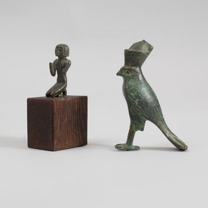 Egyptian Bronze Figure of Horus and a Bronze Miniature