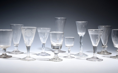 Eleven various drinking glasses late 18th and 19th centuries
