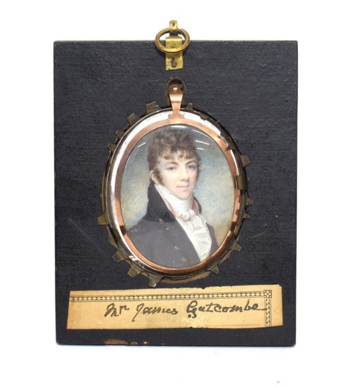 English School (early 19th century): A Miniature Bust Portrait of...