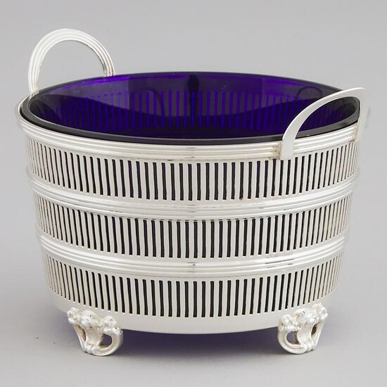 English Silver Pierced Basket, Barker Bros.