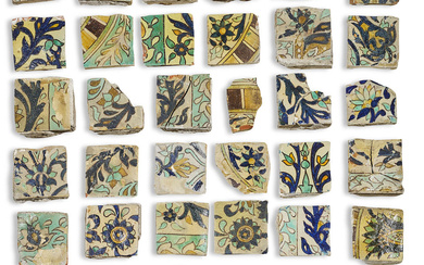 Ensemble de carreaux de pavement et fragments, Tunisie XIXe siècle...