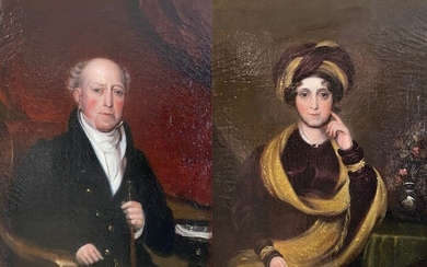 Escuela Inglesa (XIX) - Pareja de retratos Edward Welchman y Mary Arnold