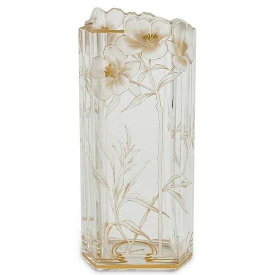 Etched & Gilded Glass Vase