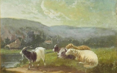 Eugène Joseph Verboeckhoven (1798/99-1881) - Moutons et chèvres devant un ruisseau