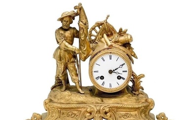 European Gilt Bronze and Metal Mantel Clock Figural Sailor late 19th cen