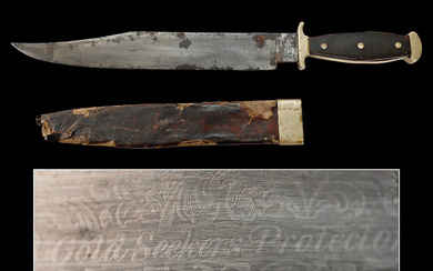 Extra rare and very early Bowie knife of American Gold...