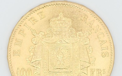 FRANCE. Pièce or Napoléon III tête laurée de 100 francs de 1866