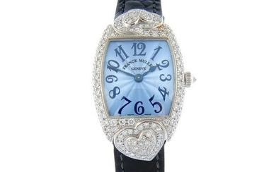 FRANCK MULLER - a Cintree Curvex wrist watch. 18ct white gold factory diamond set case. Case width