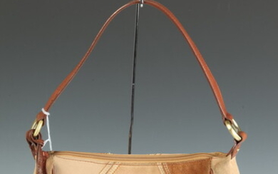 FRANCO SARTO BROWN AND BEIGE SUEDE BAG WITH TAN AND...