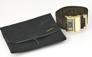 Fendi yellow gold plated Zip Code watch w/ pouch