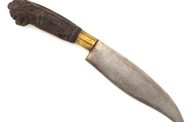 Fine Antique Indonesian Dagger With Carved Wood Handle