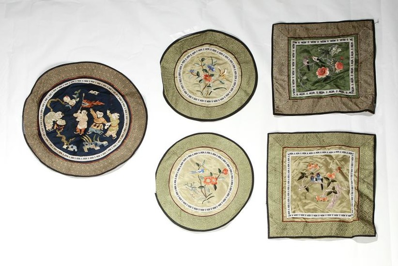 Five Chinese Silk Panels