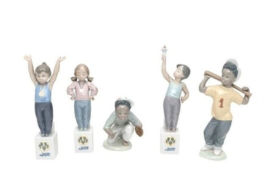 Five Lladro Figures, Special Olympics and Baseball.