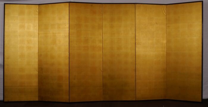 Folding screen, PARAVENT - Spectaculaire paravent recouvert de feuille d'or - FEUILLE D'OR SUR SOIE - Japan - Mid 20th century