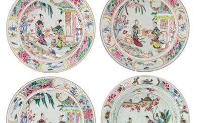 Four Chinese famille rose export porcelain dishes, Qianlong...