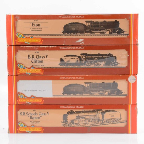 Four Hornby OO gauge model railway locomotives, R683, R817 (x2), R084