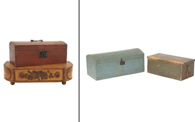 Four Painted or Paint-decorated Wooden Boxes New England, 19th century