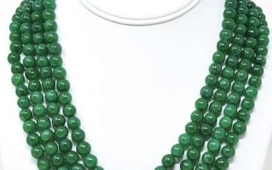 Four Strand Necklace w 950 Carats of Emerald Beads