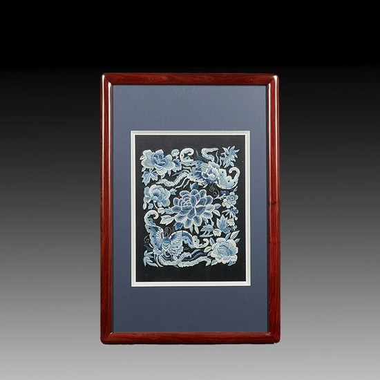 Framed Chinese Embroidery on Silk Panel