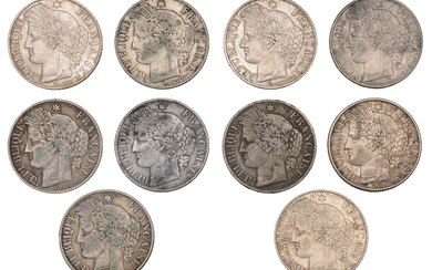 France, Third Republic (1871-1940), 50 Centimes (10), 1872a, 1873a, 1874a, 1881a, 1882a,...