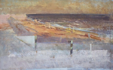 Fred Cuming RA NEAC Hon RBA Hon ROI, British b.1930 - Winchelsea Beach, 1988; oil on board, signed and dated lower left 'Cuming 88', 58.8 x 80.3 cm (ARR) Exhibited: Royal Academy, London, Summer Exhibition, 1989, no.6 (according to the label with...