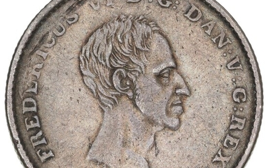 Frederik VI, 1/2 speciedaler 1828 FF, H 27A, error coin.
