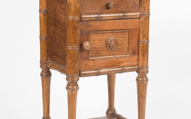 French Aesthetic Faux Bamboo Carved Pine Side Table