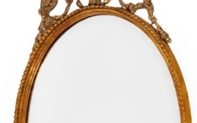 French Empire Carved Silver and Gold Leaf Mirror