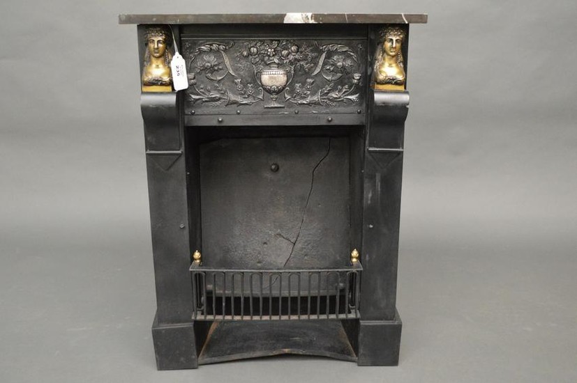 French Empire cast iron bedroom stove. The black and