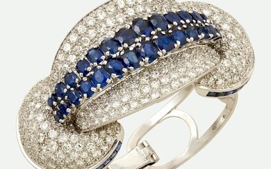 French, Sapphire and diamond bangle bracelet