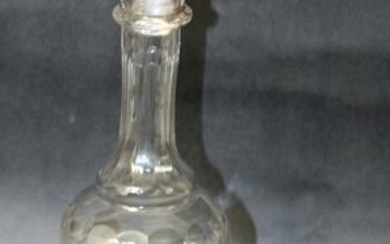 Antique French etched glass Marc de Bourgogne bottle