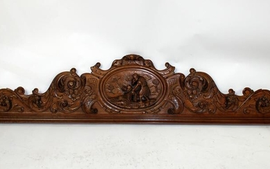 French relief carved crest in walnut
