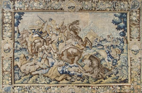 French wool and silk tapestry "The Battle of Vesuvius