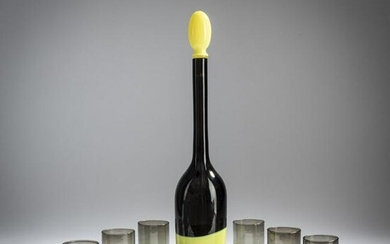 Fulvio Bianconi, 'A fasce' bottle with stopper and 6