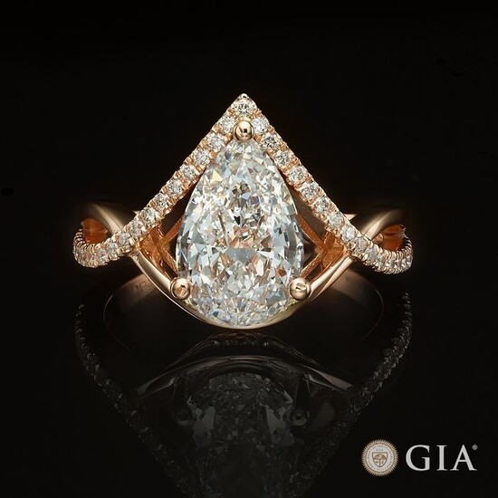 GIA - 18 kt. Pink gold - Ring - 2.22 ct Diamond