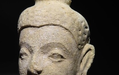 Gandhara Stucco Head of Buddha. 16 cm H. Extremely fine quality. Nice.