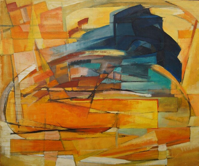 AMENDMENT: Please note this lot is British School, mid-20th century, rather than as described. Gehan, Egyptian, mid-late 20th century- Untitled abstract in orange; oil on canvas, 91x76cm