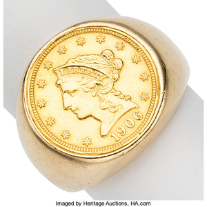 Gentleman's Gold US Liberty Coin, Gold Ring The...