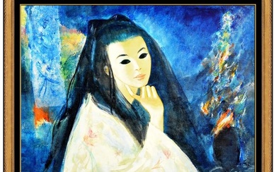 Georges Spiro Large Original Painting Oil On Canvas Signed Female Portrait Art