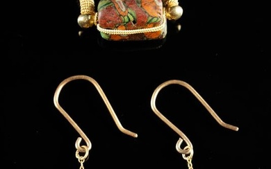 Gilt Silver Jewelry w/ Byzantine Glass Beads